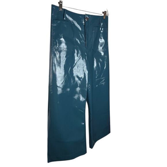 NWOT Maeve Anthropologie The Colette Blue Faux Leather Pants Size 32 Boho Rare - Picture 6 of 12